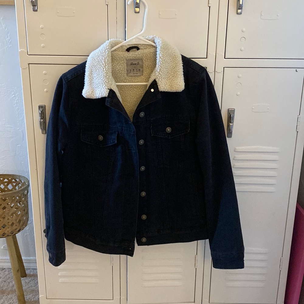 Wool-lined Black Denim Jacket